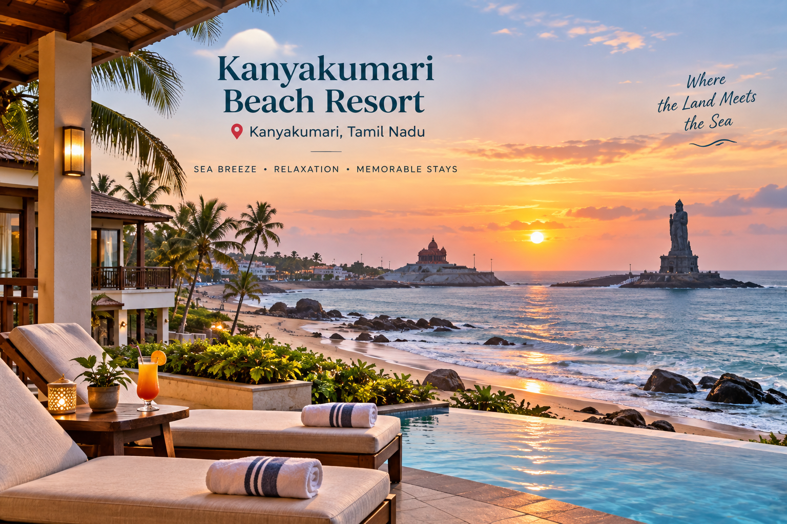 Kanyakumari beach coastline